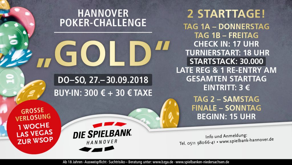 Der Countdown zur Poker Challenge Gold in der Spielbank Hannover läuft